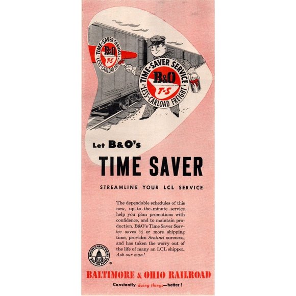 1951 B&O Railroad Baltimore Ohio Vintage Print Ad Rail Freight Wall Art Photo - Picture 1 of 2